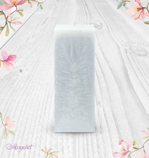 Svíčka Kvádr vysoký (15 cm) – Šedá / Mandarinka a santalové dřevo / Květinka